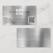 Moderne Monogramm-Add-QR-Imitate aus gebürstetem M Visitenkarte (Vorne/Hinten)