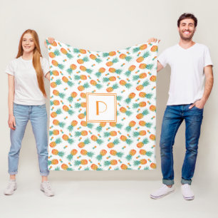 Moderne Monogramm-Ananas-Fruchtmuster Fleecedecke