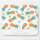 Moderne Monogramm-Ananas-Fruchtmuster  Mousepad (Vorne)