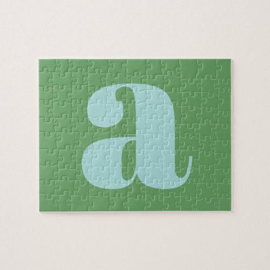 Moderne Monogramm Anfangsbuchstabe Blau und Grün Puzzle (Horizontal)