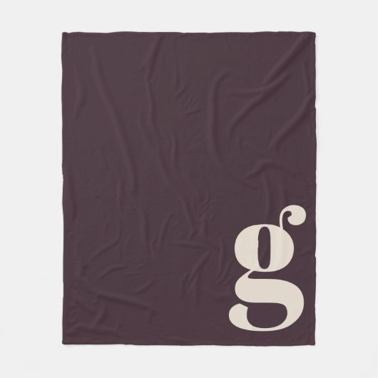 Moderne Monogramm Anfangsbuchstabe Dunkles Lila Pf Fleecedecke (Vorderseite)