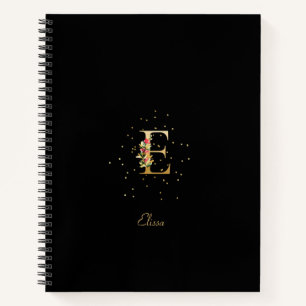 Moderne Monogramm Anfangsbuchstabe E Blumenmuster Notizblock