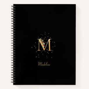 Moderne Monogramm Anfangsbuchstabe M Florales Must Notizblock