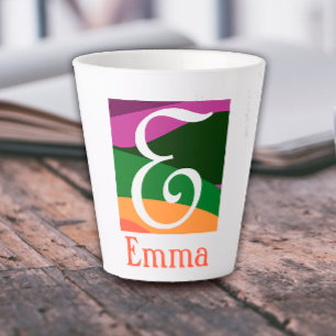 Moderne Monogramm-Anfangsbuchstabe orange Milchtasse