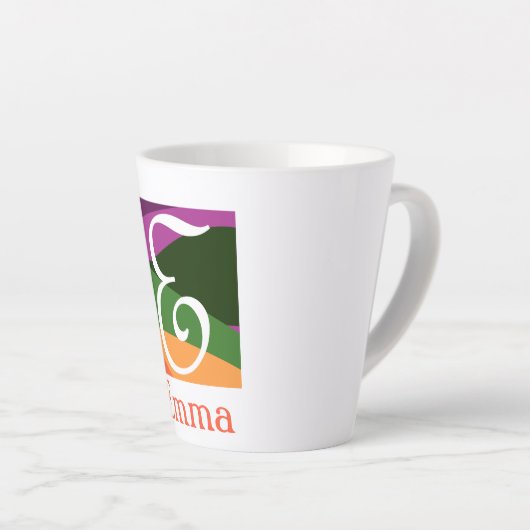 Moderne Monogramm-Anfangsbuchstabe orange Milchtasse (Rechte Ecke)