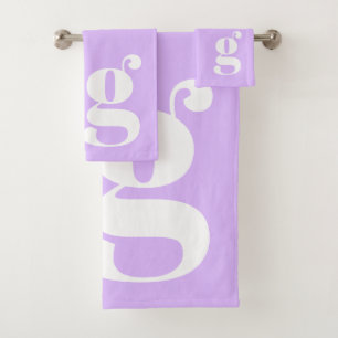 Moderne Monogramm-Anfangsbuchstabe Pastell-Lavende Badhandtuch Set