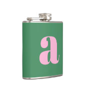 Moderne Monogramm Anfangsbuchstabe Rosa Grün Hochz Flachmann (Rechts)