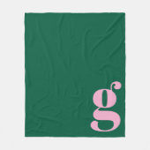 Moderne Monogramm-Anfangsbuchstabe Rosa Grün Prepp Fleecedecke (Vorderseite)