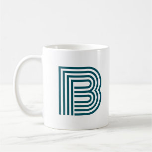Moderne Monogramm Anfangsbuchstabe Stylisch Türkis Kaffeetasse