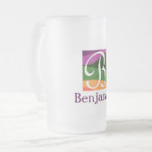 Moderne Monogramm-Anfangsbuchstaben lila Mattglas Bierglas (Vorderseite Links)