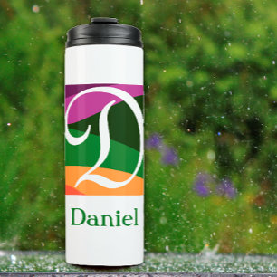 Moderne Monogramm-Anfangsbuchstaben lila Thermosbecher