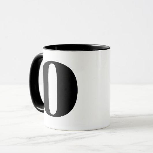 Moderne Monogramm Anfangsbuchstaben O Schwarz/Weiß Tasse (Vorderseite Links)