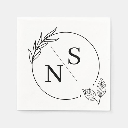 Moderne Monogramm-Anfangsbuchstaben-Papier-Serviet Serviette (Vorderseite)