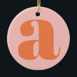Moderne Monogramm Anfangsbuchstaben Pastellfarben  Keramik Ornament<br><div class="desc">Niedliches modernes Monogramm mit dem ersten Buchstaben Ihrer Wahl,  in Pastellrosa und Orange.</div>