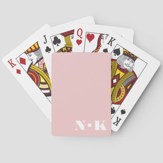 Moderne Monogramm-Anfangsbuchstaben Rosé Benutzerd Spielkarten (Rückseite)