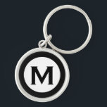 Moderne Monogramm-Anfangsbuchstaben Schwarz-weiß Schlüsselanhänger<br><div class="desc">Moderner mit Monogramm Schlüsselanhänger mit Monogramm,  zuerst in Schwarz und Weiß.</div>