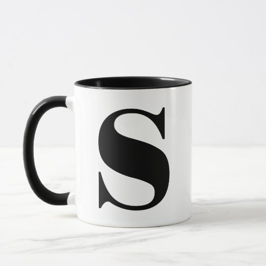 Moderne Monogramm-Anfangsbuchstaben sind schwarz u Tasse (Links)
