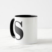 Moderne Monogramm-Anfangsbuchstaben sind schwarz u Tasse (Vorderseite Links)