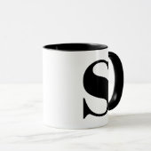 Moderne Monogramm-Anfangsbuchstaben sind schwarz u Tasse (VorderseiteRechts)