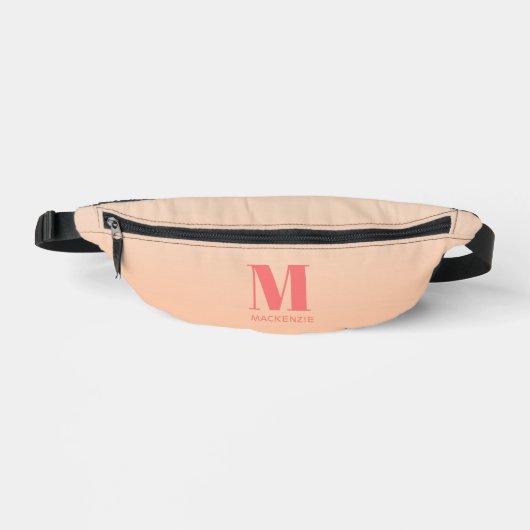 Moderne Monogramm Anfangsname Peach Gradient Bauchtasche (Vorderseite)
