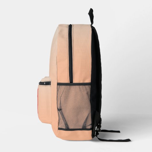 Moderne Monogramm Anfangsname Peach Gradient Bedruckter Rucksack (Rechts)
