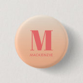 Moderne Monogramm Anfangsname Peach Gradient Button (Vorderseite)