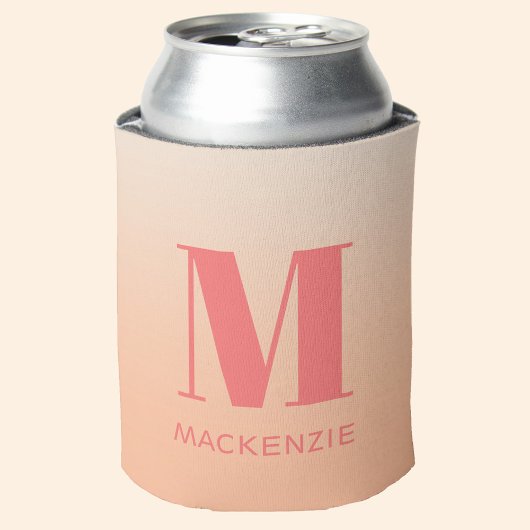 Moderne Monogramm Anfangsname Peach Gradient Dosenkühler