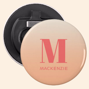 Moderne Monogramm Anfangsname Peach Gradient Flaschenöffner