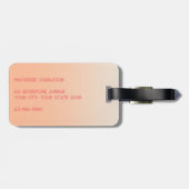 Moderne Monogramm Anfangsname Peach Gradient Gepäckanhänger (Rückseite horizontal)