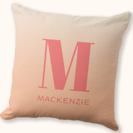 Moderne Monogramm Anfangsname Peach Gradient Kissen