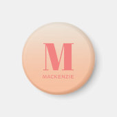 Moderne Monogramm Anfangsname Peach Gradient Magnet (Vorne)