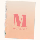 Moderne Monogramm Anfangsname Peach Gradient Notizblock