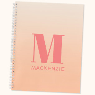 Moderne Monogramm Anfangsname Peach Gradient Notizblock