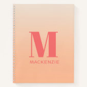 Moderne Monogramm Anfangsname Peach Gradient Notizblock (Vorderseite)