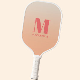 Moderne Monogramm Anfangsname Peach Gradient Pickleball Schläger