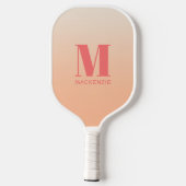 Moderne Monogramm Anfangsname Peach Gradient Pickleball Schläger (Rückseite)