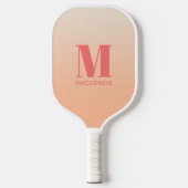Moderne Monogramm Anfangsname Peach Gradient Pickleball Schläger (Vorderseite)