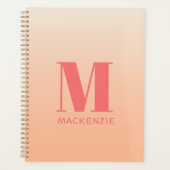 Moderne Monogramm Anfangsname Peach Gradient Planer (Vorderseite)
