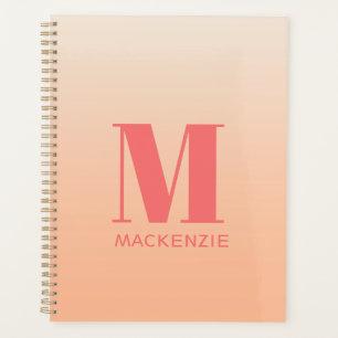 Moderne Monogramm Anfangsname Peach Gradient Planer