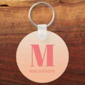 Moderne Monogramm Anfangsname Peach Gradient Schlüsselanhänger (Vorderseite)
