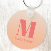 Moderne Monogramm Anfangsname Peach Gradient Schlüsselanhänger