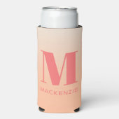 Moderne Monogramm Anfangsname Peach Gradient Selters Dosenkühler (Seltzer Vorderseite)
