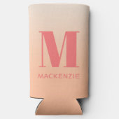 Moderne Monogramm Anfangsname Peach Gradient Selters Dosenkühler (Rückseite)