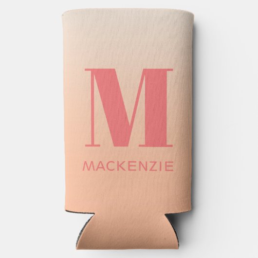 Moderne Monogramm Anfangsname Peach Gradient Selters Dosenkühler (Rückseite)