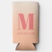 Moderne Monogramm Anfangsname Peach Gradient Selters Dosenkühler (Vorderseite)