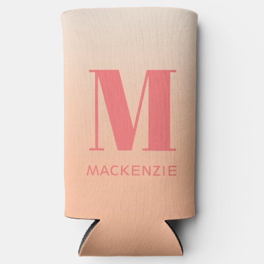 Moderne Monogramm Anfangsname Peach Gradient Selters Dosenkühler (Vorderseite)