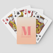 Moderne Monogramm Anfangsname Peach Gradient Spielkarten (Rückseite)