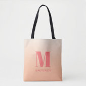 Moderne Monogramm Anfangsname Peach Gradient Tasche (Vorderseite)