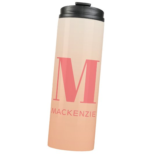 Moderne Monogramm Anfangsname Peach Gradient Thermosbecher