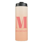 Moderne Monogramm Anfangsname Peach Gradient Thermosbecher (Vorderseite)